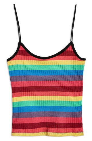 Topshop + Rainbow Stripe Camisole Top