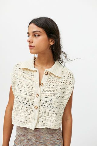 Urban Outfitters + Cora Crochet Button-Front Vest