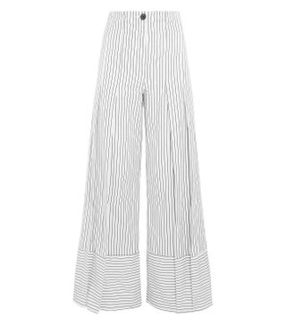 Tome + Pleated Striped Cotton Wide-Leg Pants