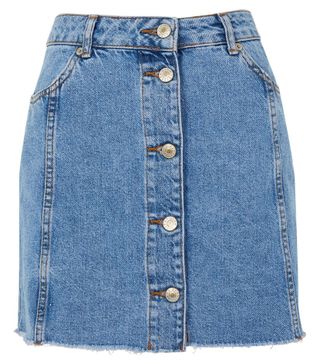 Topshop + Button Denim Miniskirt