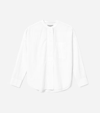 Everlane + Soft Cotton Popover Shirt in White Mini Stripe