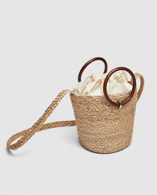 Zara + Tote Bag With Wooden Handles