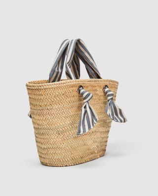 Zara + Striped Basket Shopper Bag