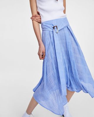 Zara + Checker Skirt With Belt