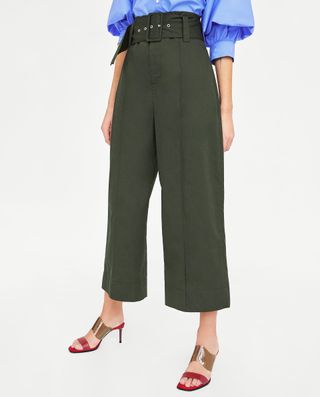 Zara + Poplin Pants With Belt