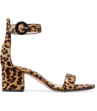 Gianvito Rossi + Portofino 60 Leopard-Print Calf Hair Sandals