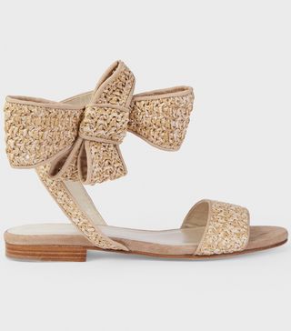 Delpozo + Woven Bow Flat Sandals