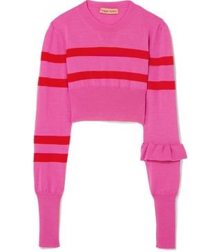 Maggie Marilyn + The Believer Cropped Striped Merino Wool Sweater