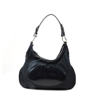 Prada + Black Nylon & Patent Leather Logo Hobo Bag