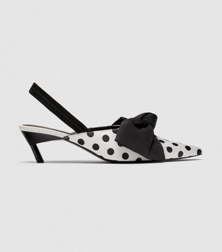 Zara + Polka Dot Tie Slingback Heels