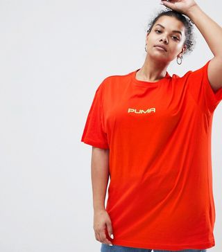 Puma Exclusive to ASOS + T-Shirt With Neon Logo in Red