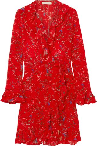 Paloma Blue + Fiesta Ruffled Floral-Print Silk Wrap Dress