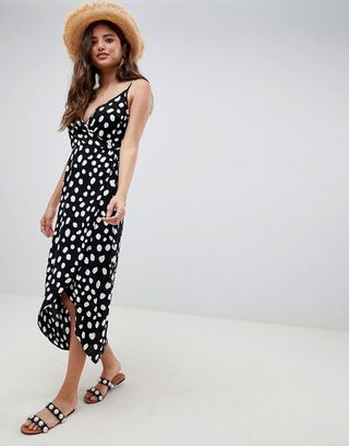 ASOS Design + Cami Wrap Maxi Dress in Splodge Print