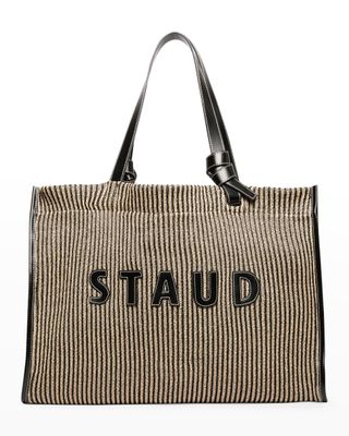 Staud + Cleo Striped Raffia Tote Bag