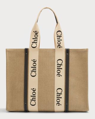 Chloé + Woody Large Linen Tote Bag