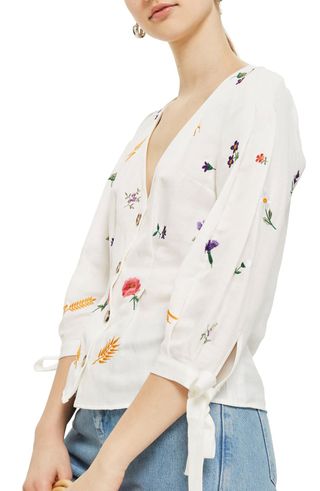 Topshop + Field Embroidered Floral Blouse