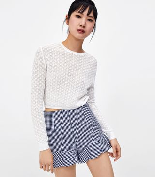 Zara + Plaid Ruffled Shorts