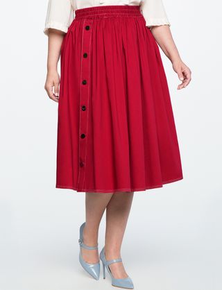 Eloquii + Side Snap Button Midi Skirt