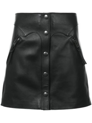 Coach + High-Waist Leather Skirt