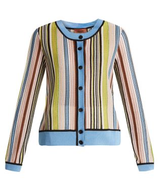 Missoni + Striped Round-Neck Cardigan