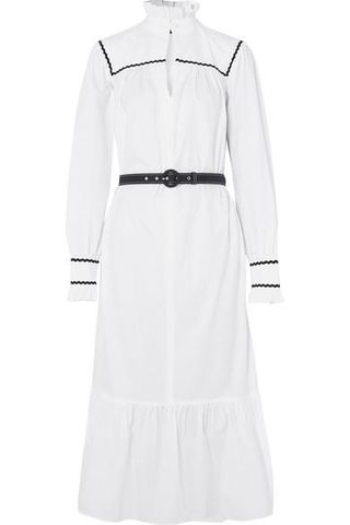 AlexaChung + Ruffle-Trimmed Cotton-Seersucker Midi Dress