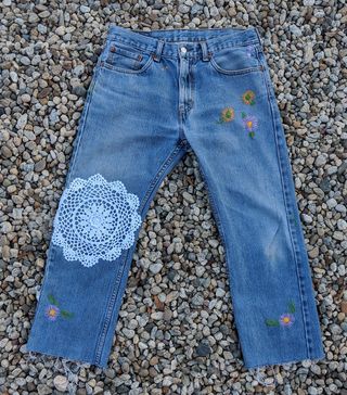 Gypsy Sport + Crochet Embroidered Jeans