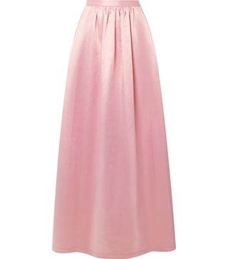 Rosie Assoulin + Pleated Cotton-Blend Satin Maxi Skirt
