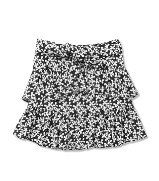 Who What Wear + Floral Print Ruffle Hem Mini Skirt