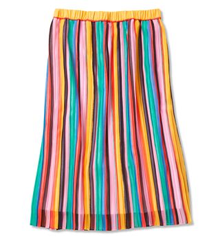 Who What Wear + Striped Pleated Skirt