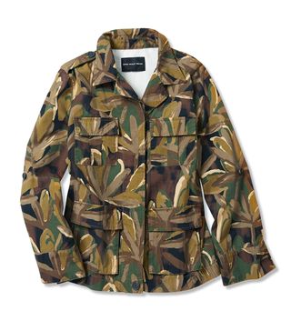 Who What Wear + Leaf Print Long Sleeve Military Jacket