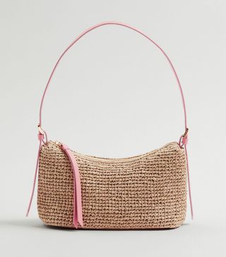 & Other Stories + Small Leather-Trimmed Straw Bag