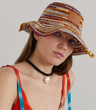 Isabel Marant + Tulum Striped Woven Raffia Hat