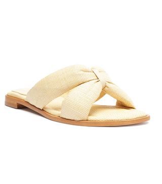 Schutz + Fairy Casual Straw & Nappa Leather Sandal