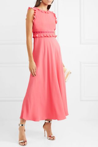 Red Valentino + Ruffled Wrap-Effect Crepe de Chine Midi Dress