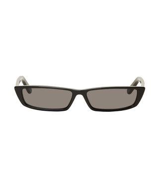 Balenciaga + Black Thin Rectangular Sunglasses