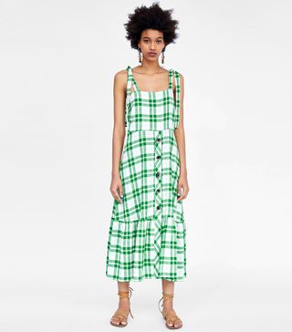Zara + Checkered Dress with Buttons
