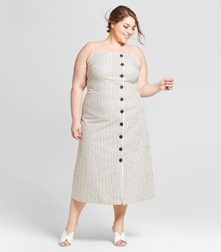 Who What Wear + Sleeveless Button-Down Midi Slip Dress