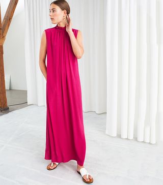 & Other Stories + Scalloped Mock Neck Maxi Dress