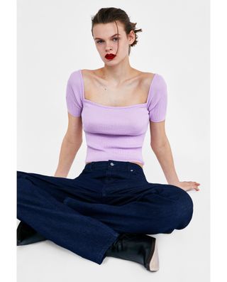 Zara + Off-the-Shoulder Crop Top
