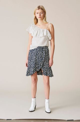 Ganni + Roseburg Crepe Mini Skirt