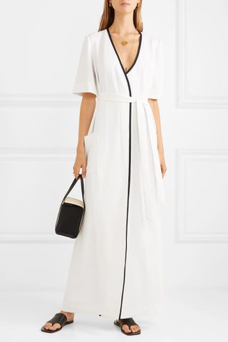 La Ligne + Riviera Wrap-effect Two-tone Canvas Dress