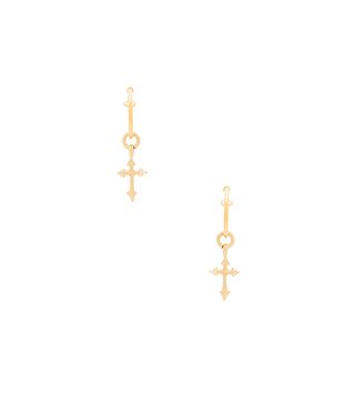 Vanessa Mooney + Marcella Cross Earrings in Metallic Gold