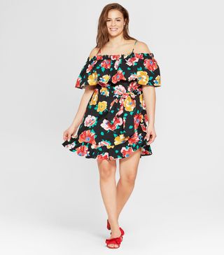 Who What Wear + Floral Belted Bardot Mini Dress