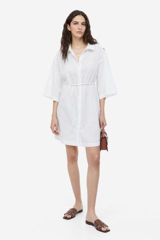 H&M + Linen-Blend Shirt Dress