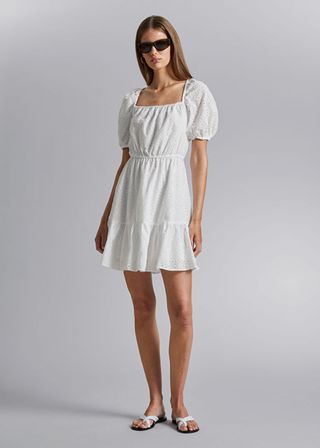 & Other Stories + Voluminous Broderie Anglaise Mini Dress