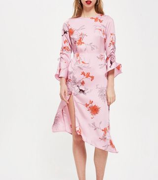 Topshop + Petite Satin Monkey Midi Shift Dress