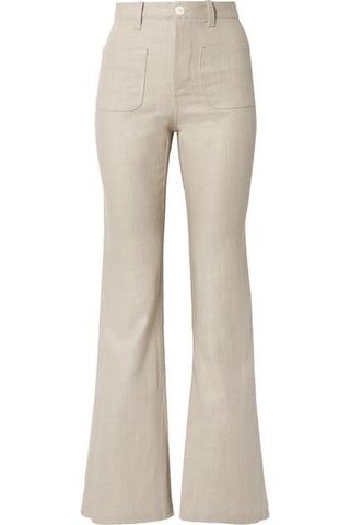 Staud + Patches Linen-Blend Flared Pants