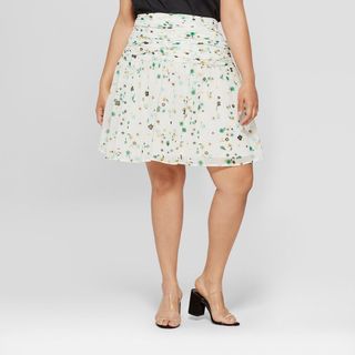 Who What Wear + Floral Print Shirred Waist Skirt
