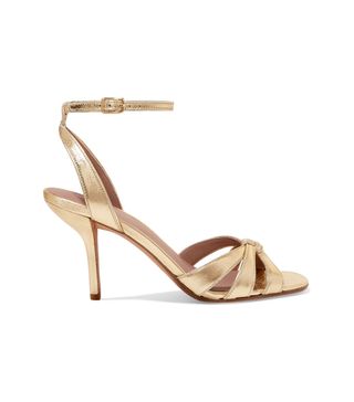 Diane von Furstenberg + Felicity Metallic Textured-Leather Sandals