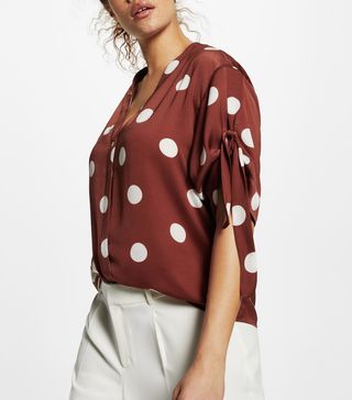 Violeta by Mango + Polka Dot Flowy Blouse